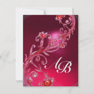 Convite FRUTAS MÁGICAS 4, GELADEIRA rubi vermelho MONOGRAM