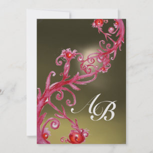 Convite FRUTAS MÁGICAS 4, MONOGRAM gelo rosa vermelho