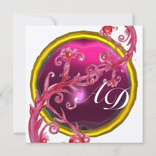 Convite FRUTAS MÁGICAS 4, MONOGRAMA azul água-marinha dour (Frente)