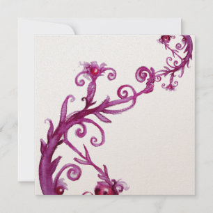 Convite FRUTAS MÁGICAS, dourado metálico roxo branco