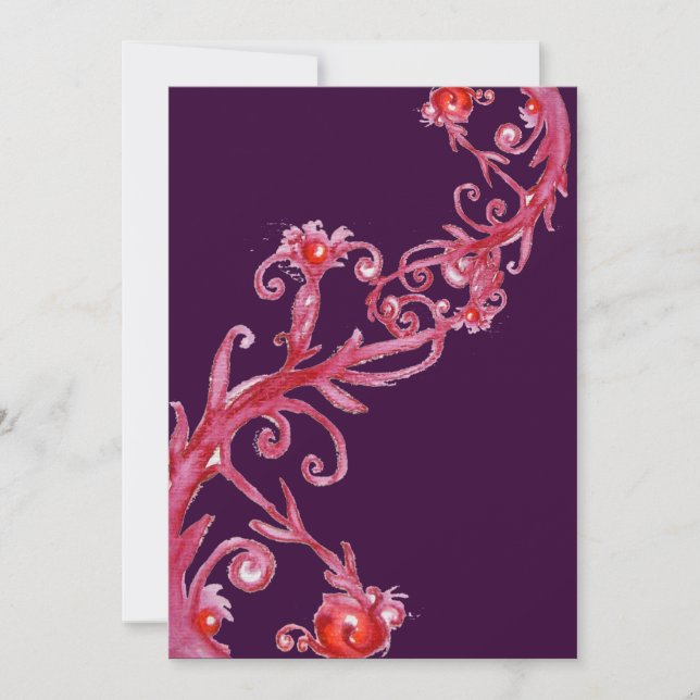 Convite FRUTAS MÁGICAS, roxo vermelho (Frente)