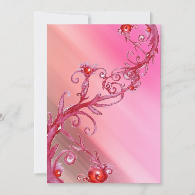 Convite FRUTAS MÁGICAS, seda branca vermelha (Frente)