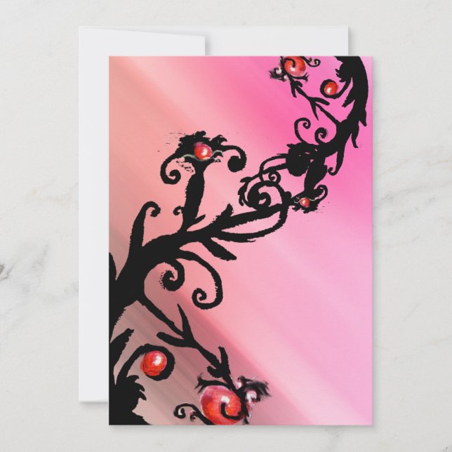 Convite FRUTAS MÁGICAS, seda branca vermelha (Frente)