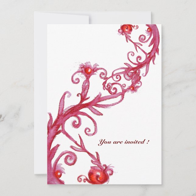 Convite FRUTAS MÁGICAS, vermelhas brancas (Frente)