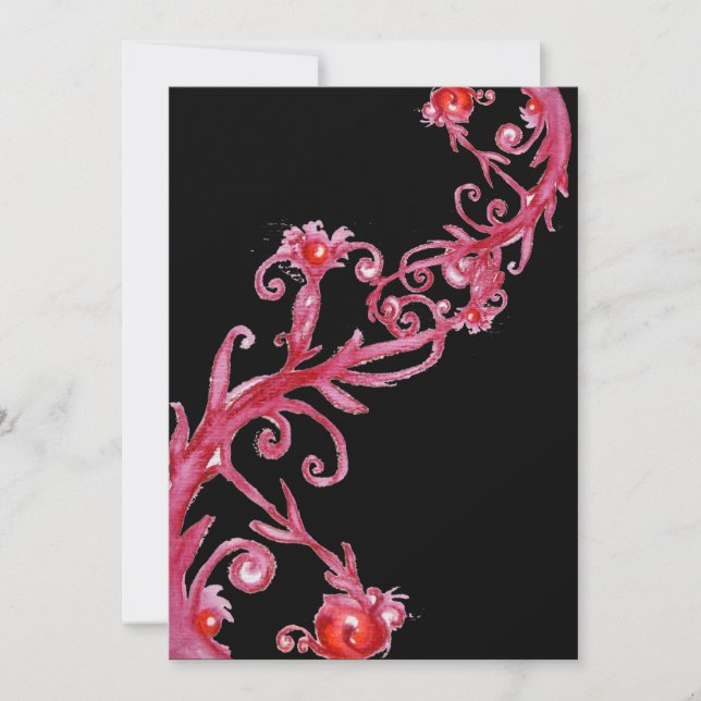 Convite FRUTAS MÁGICAS, vermelhas pretas (Frente)