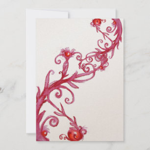 Convite FRUTAS MÁGICAS, vermelho branco metálico dourado