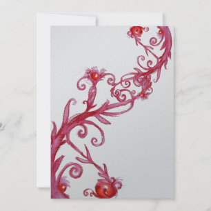 Convite FRUTAS MÁGICAS, vermelho branco metálico prata