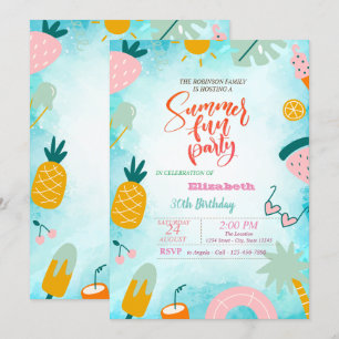 Convite Frutas, Piscina de Folhas de Palmeira Festa de Ani