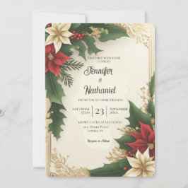 Convite Frutas Sagradas Vermelho Verde Dourado Natal Casam