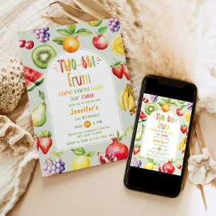 Convite Frutas Two-tti Frutti pequenas e fofas 2º aniversá