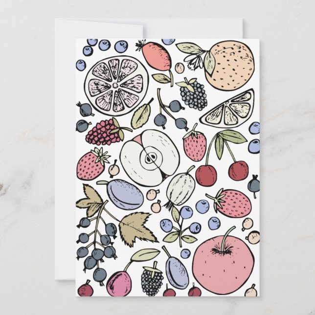 Convite Frutas vintage, vintage (Frente)