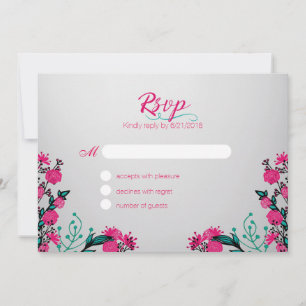 Convite Fuchsia e Turquoise Wedding Rsvp