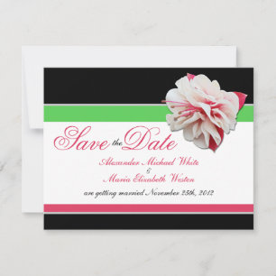 Convite Fuchsia Flor Rosa & Verde Save the Dates Casamento