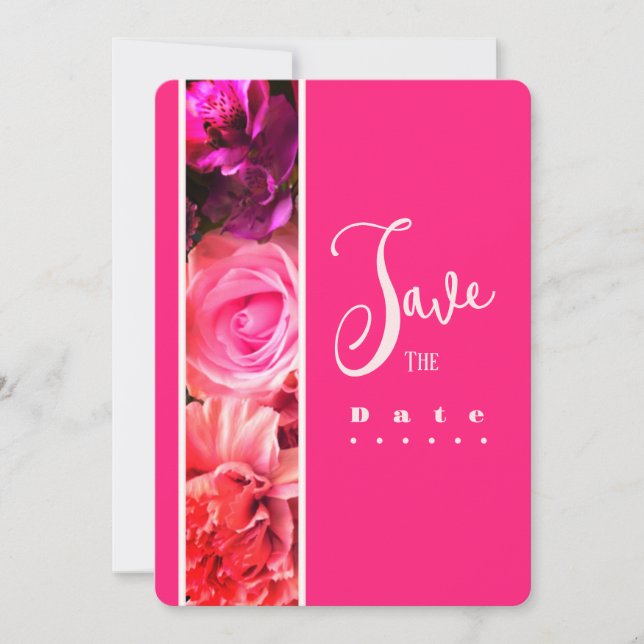 Convite Fuchsia Florals Birthday Party Invitation (Frente)