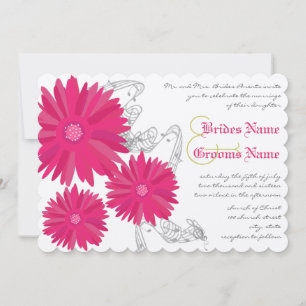 Convite Fuchsia Gerber Daisy Wedding
