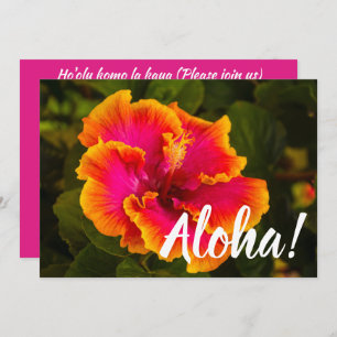 Convite Fuchsia havaiana e Orange Hibiscus de Kauai