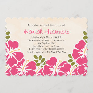 Convite Fuchsia Hibiscus Chá de panela do Pensamento Hava