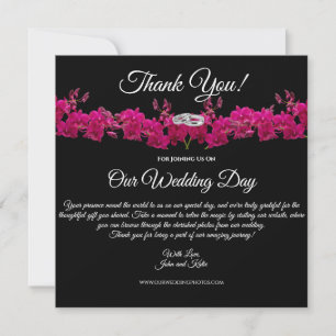 Convite Fuchsia Orchids-Black- Casamento Obrigado