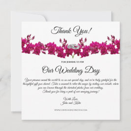 Convite Fuchsia Orchids-White- Casamento Obrigado