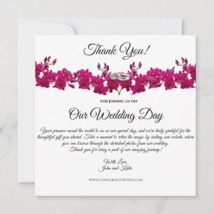 Convite Fuchsia Orchids-White- Casamento Obrigado