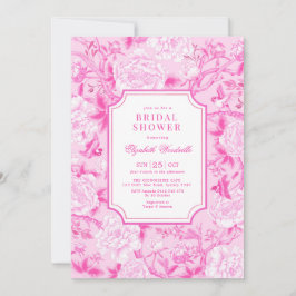 Convite Fuchsia Pink Chinoiserie Chá de panela Floral