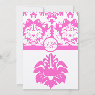 Convite Fuchsia Pink Damask Wedding Invitations