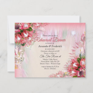 Convite Fuchsia Protea - janto de ensaio Dourado e Blush