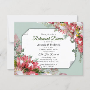 Convite Fuchsia Protea - Verdes e janto de ensaio Dourado