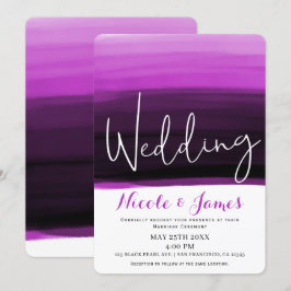Convite Fuchsia Rosa Preto Aquarela Moderno Glamour Casame