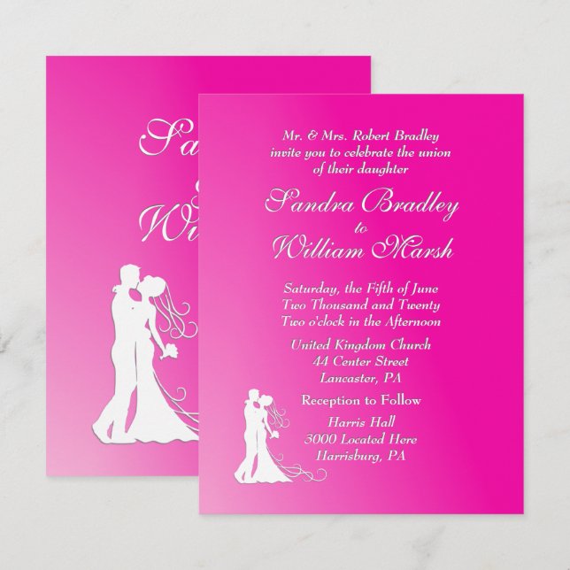 Convite Fuchsia Wedding (Frente/Verso)