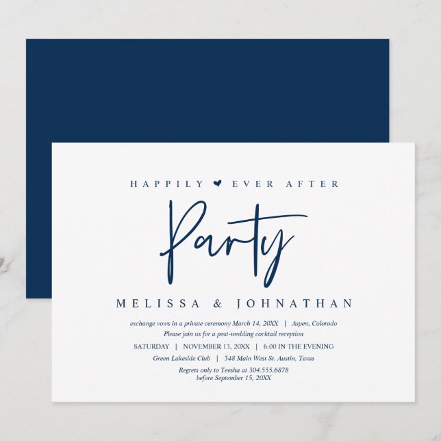 Convite Fuga de Casamento, Festa Feliz para Sempre Invitaç (Frente/Verso)