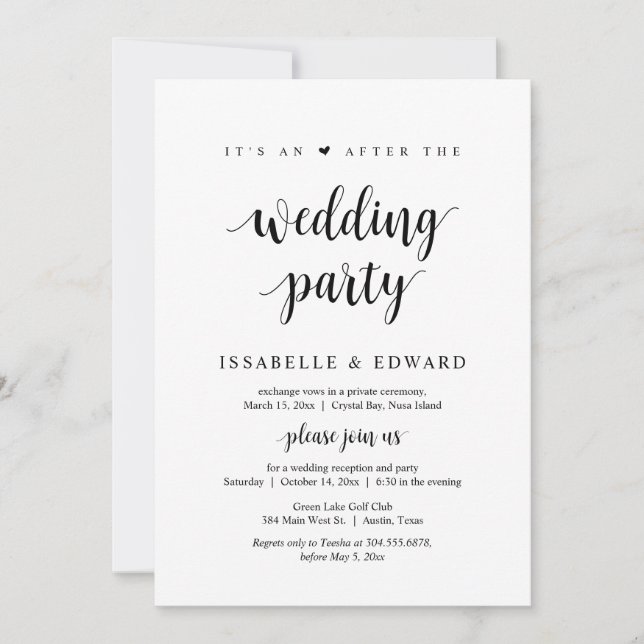 Convite Fuga, É uma festa após o casamento (Frente)