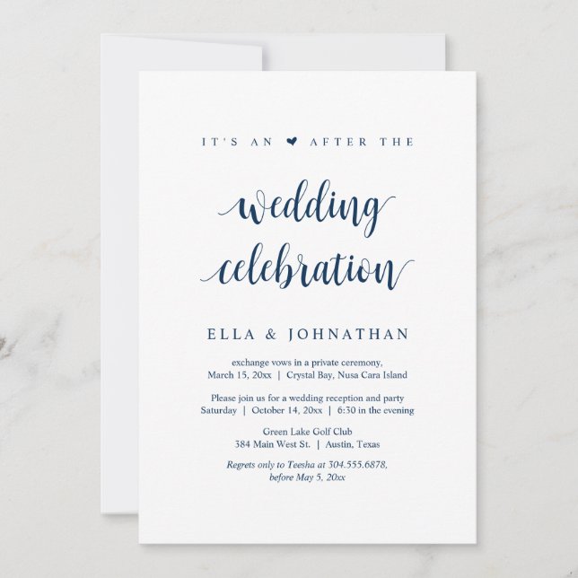Convite Fuga, É uma festa após o casamento convidado (Frente)