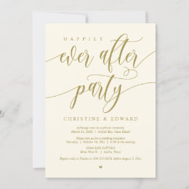 Convite Fuga Romântica, Festa Felizes para Sempre, Dourado