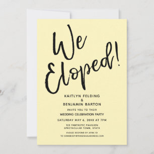 Convite Fugimos juntos! Celebração casual de pós-casamento