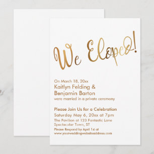 Convite Fugimos Juntos! Celebração Pós-Casamento em Dourad