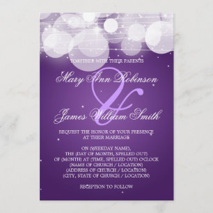 Convite Fulgor do casamento & roxo elegantes da faísca