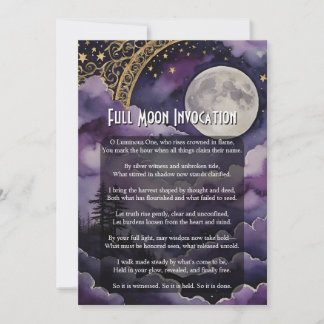 Convite Full Moon Invocation Pagan Prayer Ritual Card