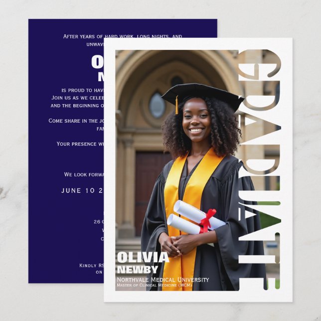 Convite 🎓Full‑Photo Graduation Party (Frente/Verso)