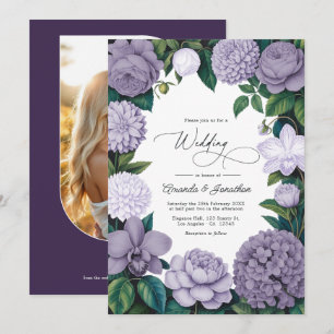 Convite Fumaça de Lavanda, Cinza Lilás e Casamento de Pedr