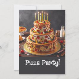 CONVITE FUN 3 PNEUS PIZZA BIRTHDAY CAKE PARTIDO