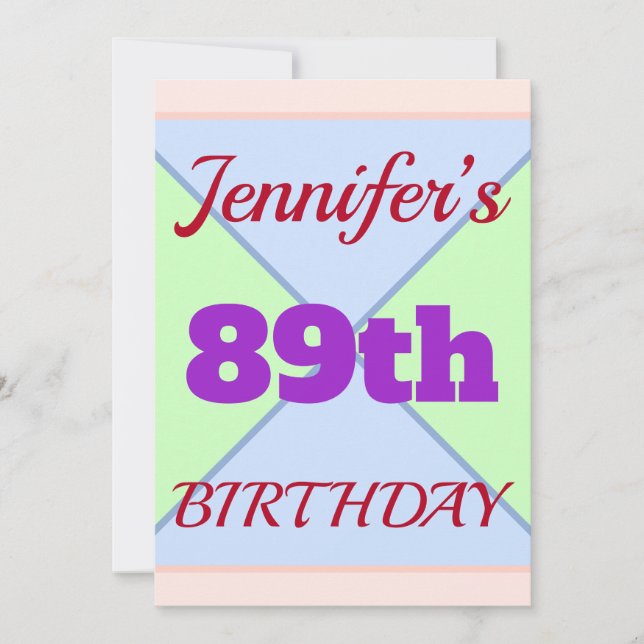 Convite Fun "89th BIRTHDAY" Birthday Invitation (Frente)
