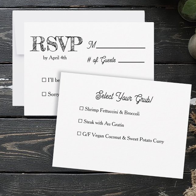Convite Fun and Simple Black and White Wedding RSVP (Criador carregado)