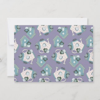 Convite Fun Birdhouse Design Purple Blue White