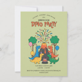 Convite Fun Birthday Dino Party Dinosaur Invitation