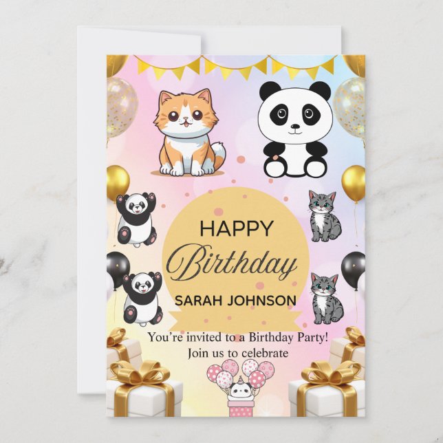 Convite Fun Birthday Party Invitation | Colorful Modern  (Frente)