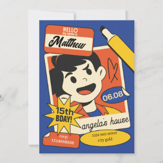 Convite Fun Cartoon Birthday Invitation – Colorful Kids 