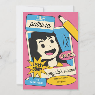 Convite Fun Cartoon Birthday Invitation – Colorful Kids 