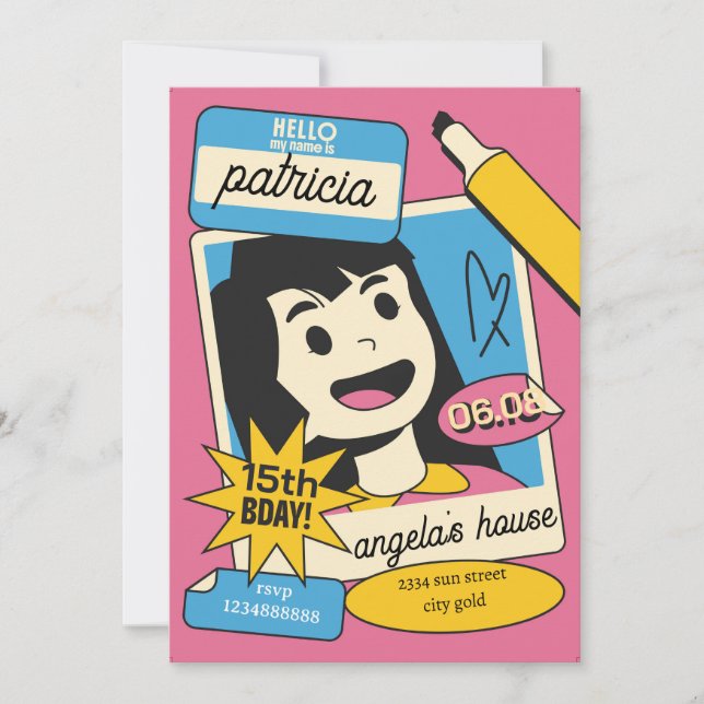 Convite Fun Cartoon Birthday Invitation – Colorful Kids  (Frente)