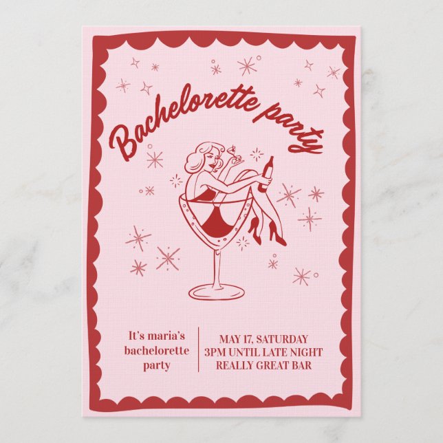 Convite Fun & Chic Bachelorette Party Invitation for Girls (Frente)